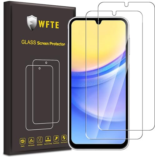 WFTE [2-Pack Screen Protector for Samsung Galaxy A15 4G/5G,Anti-Scratch,High Transparency,Anti-fingerprint,Bubble-Free,Dust-Free Premium Screen Protector Tempered Glass For Samsung Galaxy A15
