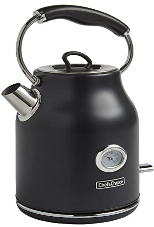 Chef'sChoice Electric Kettle Gourmezza Stainless Steel 1500 Watts with Auto-Shutoff & Boil-Dry Protection, 1.7-Liter, Black