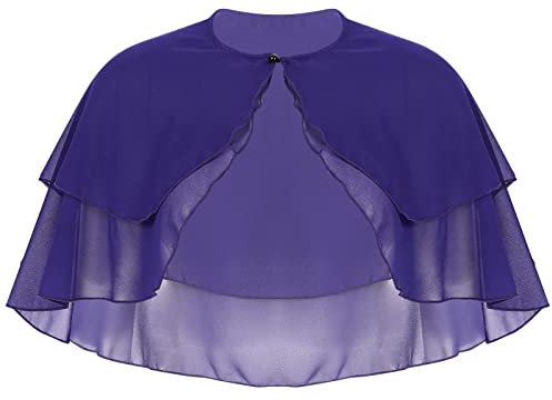 IEFIEL Boléro Chiffon Femme Cape Cardigan Court Mariage Soirée Bal Manche Longue Elégant Veste Gilet Ouverte Chic pour Robe Bretelle Z Violet Taille Unique