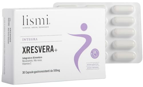 INTEGRA XRESVERA+ - Integratore per il Benessere in Menopausa, Aiuta la Circolazione ed ha Funzione Antiossidante, Senza Glutine e Senza Lattosio, Confezione da 30 Capsule Gastro Resistenti