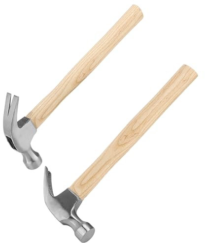 KEILEOHO 2 martillos de carpintero de 17 onzas con mango de madera, martillo de uñas personalizado de acero, martillo de madera de ángulo multifuncional para reparación del hogar, bricolaje, 0,5 kg