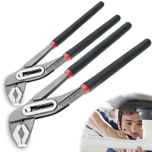 Nizirioo Juego de Alicates Profesionales para Bombas de Agua, de Acero Cr-V con Cierre Rápido Ajustable y Junta Deslizante Ranurada - Set de 2 para Tubos