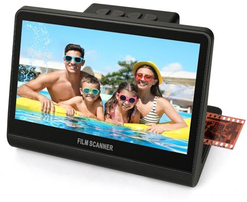 48MP All-in-One Digital Film Scanner with 7-Inch LCD, Converts 35mm/126KPK/110 Film & Slides to Digital Photos, Built-in 16GB Memory