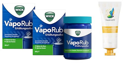 Wick VapoRub Erkältungssalbe Salbe Spar-Set 2x100 ml, inkl. einer hochwertigen Handcreme Marke Faar-Apo
