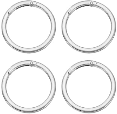 PATIKIL Anillos O con Resorte, 4Pzs 1.9 Pulgadas Clips Redondos Metal Hebillas Planas con Gatillo para Llaveros Bolsos Carteras Correas Correas para Perros Manualidades, Plata-Blanca 48mm