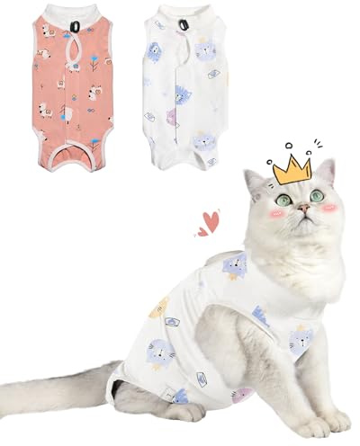 2 Pack Cat Recovery Suit Female, Cat Onesie for Cats After Surgery Female