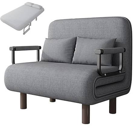 3-i-1 Bäddsoffa Schäslong med Svampmadrass Hopfällbar Bäddsoffa med 5 Stegs Ryggstödsjustering Bomulls och Linnetyger Sofffåtölj för Vardagsrum, Sovrum(Light Gray,190 * 80 * 28cm)