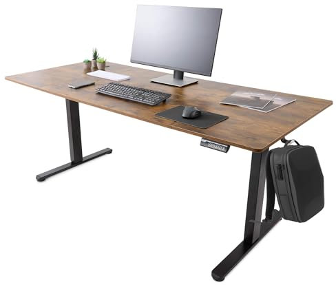 Arebos elektrisch höhenverstellbarer Schreibtisch 160x80 cm | Memory-Funktion | Verstellbarer Computertisch 72-118 cm | Standing Desk | ergonomischer Bürotisch | Steh-Sitz Tisch | Braun