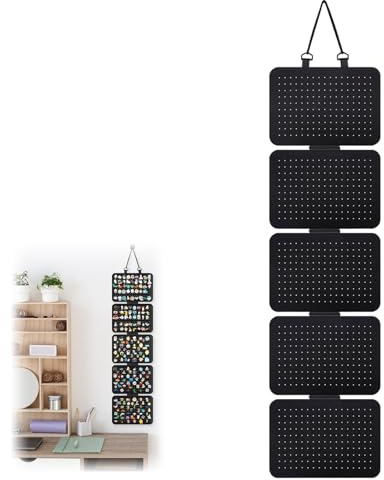 MHYMX Organizador de pendientes, organizador de joyas, 5 hojas, organizador de pendientes de fieltro, organizador de joyas extraíble, almacenamiento de pendientes de pared, soporte plegable para joyas