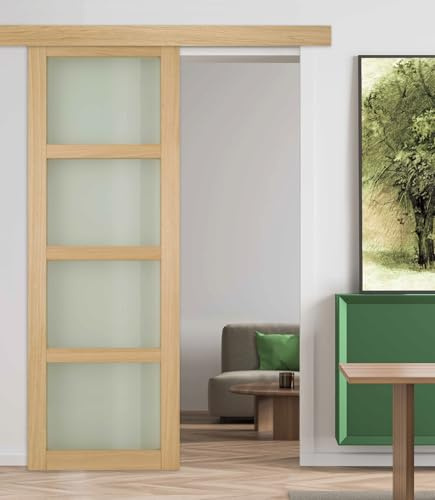 Porte coulissante PARIS 4 Vitrages bois chene 2040x830