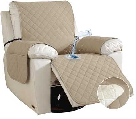Braozaiw armchair covers, Waterproof sofa protector with Pockets, Machine Washable,wingback chair covers for Kids and Pets Non-Slip Chair Cover for Recliner Armchairs (khachi)
