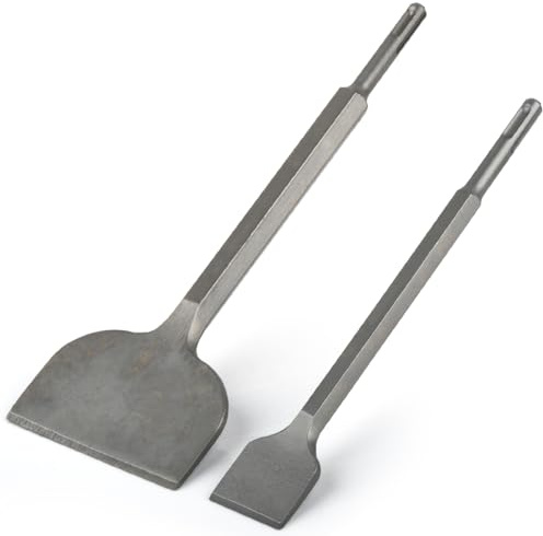 2 Pcs Burin-SDS-PLUS-Carrelage Poignée Ronde Burin Carrelage 250x40mm/280x100mm Burin Lames de Rechange SDS Poignée Ronde Burin SDS Plus pour Perceuses Légères et Marteaux à Percussion