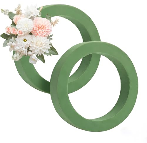 XRVRILE Våt skumkrans 20 cm 2 stycken, färska blommor sticksvampring för professionella blomster & hobbyhobbyhantverkare, blomsticklingar – blomtillbehör och blombehov