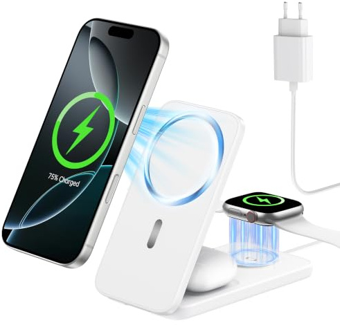 XNYAND Cargador Inalámbrico Magnético, Estación de Carga 3 en 1 para Apple