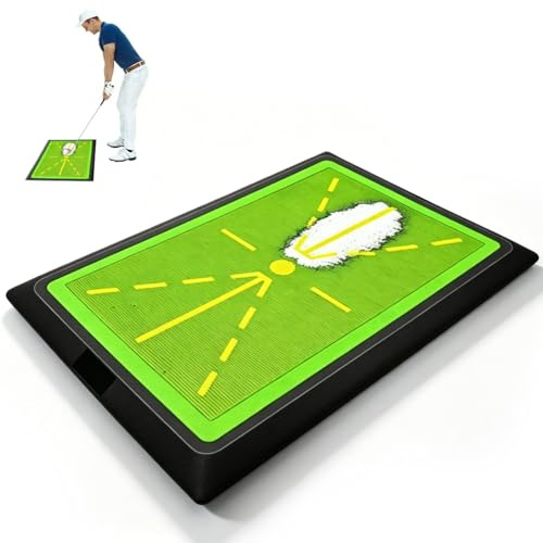 Golfövningsmatta 44,4 x 30,8 cm, golfsvängningsmatta, golfmatta med omedelbar återfjädring, övningsmatta med halkfri gummibas för precis bollstrikning och sväng för nybörjare och avancerade