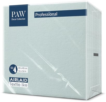 PAW - 50 Tovaglioli in Airlaid Effetto Tessuto (40x40 cm) | Tovaglioli Monouso di Alta Qualità e Assorbenti | Ideali per Matrimoni, Feste e Comunioni | Design In Tessuto Turchese