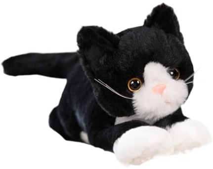 Zxpjkyu Jouet pour Chat, Dessin Animé, Décoration Intérieure, Peluche Chat Câline pour Enfants, Filles, Adultes, Adolescents, Cadeaux pour Toute La Famille, Noir et Blanc