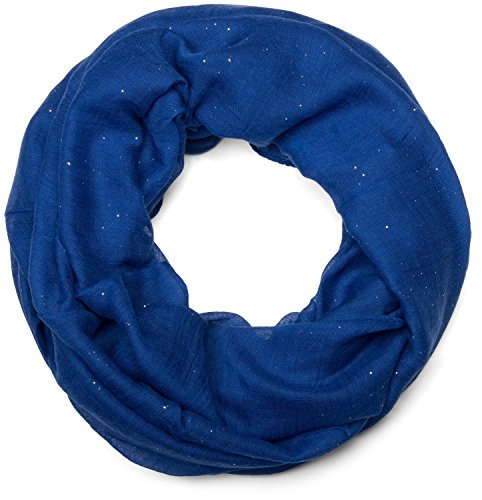 styleBREAKER Damen Loop Schal mit Glitzer-Effekt | Einfarbiger Schlauchschal aus weicher Viskose | Leicht & Elegant | 87 x 93 cm, Farbe:Royalblau
