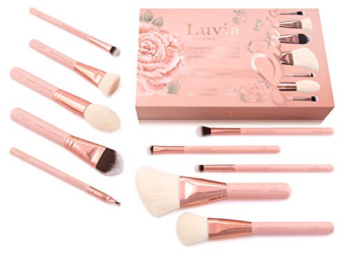 Luvia Makeup Pinsel-Set - 10 Make Up Kosmetikpinsel Inkl. Schminktasche Für Schminkpinsel & Kosmetik - Rosegolden Vintage Brush Set - Vegane Kosmetik – Profi Pinselset In Nude - Schminke