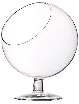 WGV Planter Terrarium with Stand, Ball Diameter 5 Height 6, Clear Glass Floral Container Vase, DIY Succulents Outdoor Garden Home Office Decor Slant Cut Orb, 1 Piece