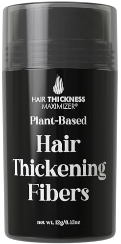 Hair Fibers for Thinning Hair for Women, Men. Plant-Based Formula for Instant Hairline & Bald Spot Coverage. Non-Itchy, Easy to Wash Out (Black)