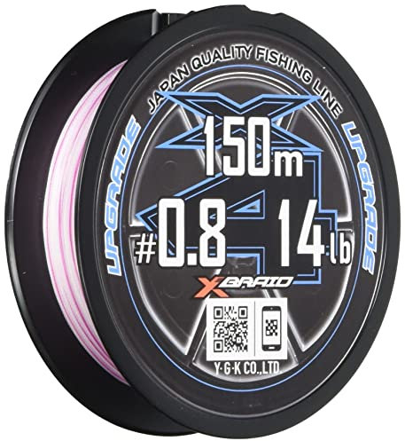 X BRAID Ygk Tresse 4 Brins Upgrade X4 Pink -White - 150m - D.0.14mm - R.14lb-6.3kg UP X4 0.8