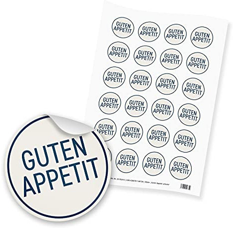 itenga 24x Sticker Aufkleber Guten Appetit dunkelblau weiß - Dinner Gäste Beisammensein Essen Trinken Feier