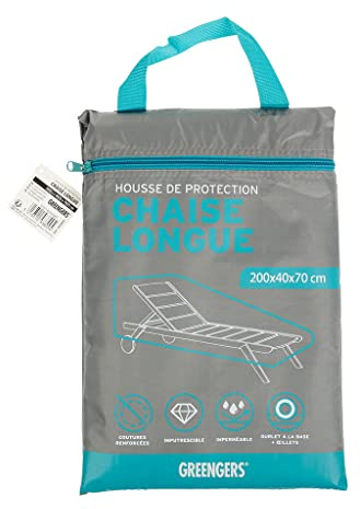 Greenger - solskydd - solskydd - solstolsöverdrag - mått: 200 x 40 x 70 cm - vattentätt och UV-resistent (210D-beläggning) - färg: Grå