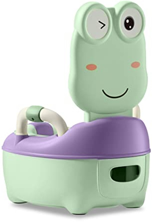 VA-Cerulean Kinder Töpfchen,Babytopf WC/Klo,Kindertoilette mit Griffe und Abnehmbarer Schale,Trainingstoilettenring,Cartoon Toilettentrainer für 1-6 jährige Jungen und Mädchen(Type A,Grün)