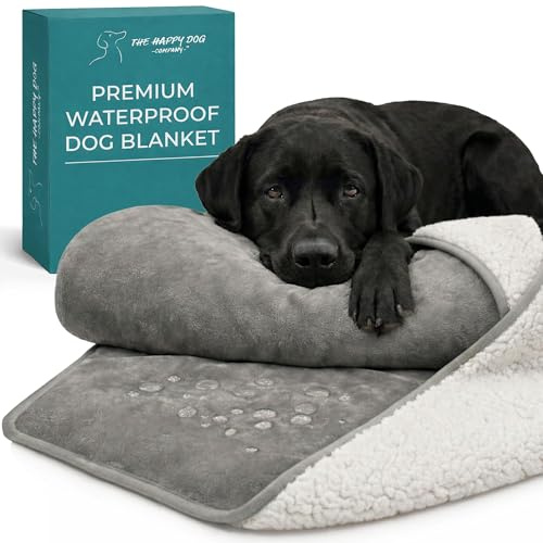 Mantas 100 % impermeables para perros grandes, forro polar suave, manta lavable para mascotas, para sofá, automóvil, cama y protección de muebles, manta reversible suave y esponjosa, 40 x 47 pulgadas