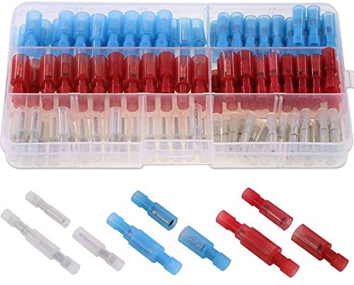 RUNCCI-YUN 130Pcs Conectores Electricos,terminales faston,Terminales de Crimpado, Terminal de Conector de Cable Completamente Aislado, Conectores a tope de bala（blanco rojo azul）