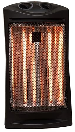 Comfort Glow Indoor Space Heater, Adjustable Thermostat, Radiant Heat, Electric Infrared Quartz, Tip-Over & Overheat Protection, 5,120 BTU, 1500W, Heats 250 sq ft - Ideal for Home, Bedroom & Office