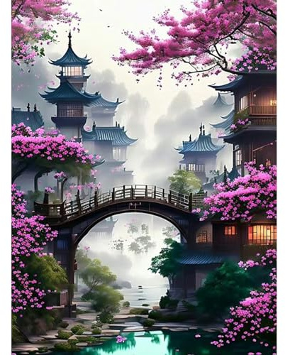 TOSTOG DIY Pintura de Diamantes Kit Completo,Paisaje 5D Diamond Painting Kit Adultos,Diamond Art para Decoración de Pared del Hogar Cuadros Diamantes 30x40cm