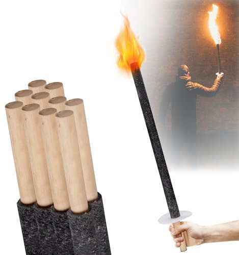 ISOISL Lot de 25 torches en cire avec longue poignée, durée de combustion 90-100 min. Avec 25 protections pour les mains, torches de jardin, pour randonnée nocturne, randonnée et événements