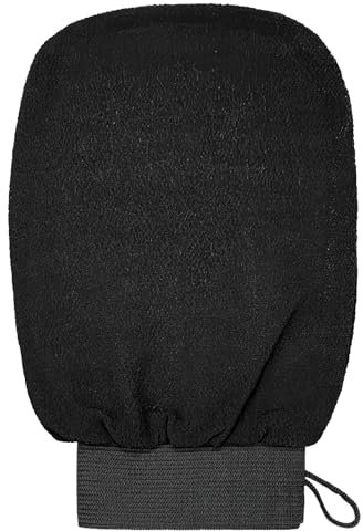 kurkip Exfoliating Mitt Glove, Body Scrub Bath Spa Shower Gloves, Body Leg Scrubber Soft Korean Exfoliator Exfoliation Wash Mitts for Women & Men (Pack of 1 Black)