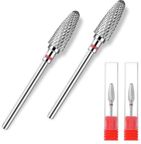 Sibba Brocas de carburo para uñas, 2 unidades, para quitar geles duros acrílicos de 3/32 pulgadas, brocas profesionales de tungsteno de forma rápida y segura, brocas acrílicas para manicura, pedicura