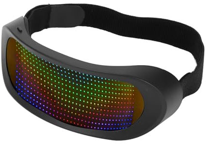 Sxhlseller LED-Brille, Anpassbare -LED-Leuchtbrille, Vollfarbige Programmierbare APP-Steuerung für IOS, Unterstützt Text, Animation, Bild, Rahmenlos und Wiederaufladbar über USB