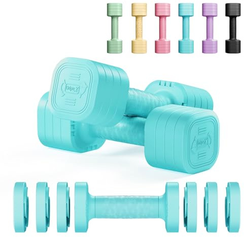Dripex Juego de Mancuernas Ajustables de 2,5 kg/5 kg, Pesas y Mancuernas con Mango de Goma de TPU para Mujeres Hombres Entrenamiento de Gimnasio en Casa (2,5 kg x 2 - Azul)