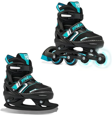 RAVEN Verstellbare 2in1 Inlineskates-Schlittschuhe Helixi Black/Mint (Helixi Black/Mint, 38-42 (24,5cm-26,5cm))
