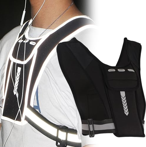 SYXLS Running Vest Support De Téléphone Portable, Poche Poitrine, Plage Réglable De 70 Cm à 160 Cm, 4 Poches Poche De Gilet De Course, Position Bouteille d'Eau Intégrée, Léger Et Esthétique, Poche Poi