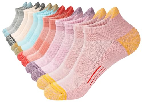 HAGOT 6 Paires Chaussettes Femme de Sport, Chaussettes Basses Femmes En Coton, Socquettes Courtes Respirantes Femme pour Athletic Randonnée Marche Running