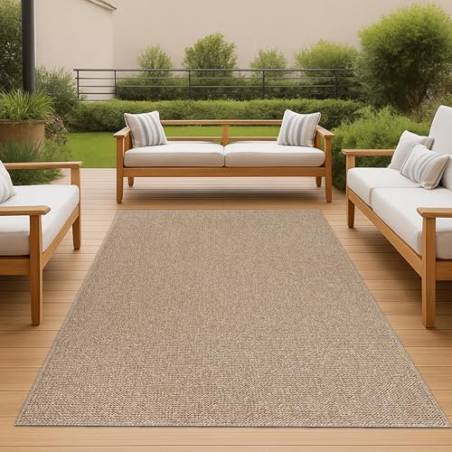 Teppich-Traum In- & Outdoor Esszimmer Flur Kinderzimmer strapazierfähig pflegeleicht wetterfest robust Flechtoptik Beige 120 x 160 cm