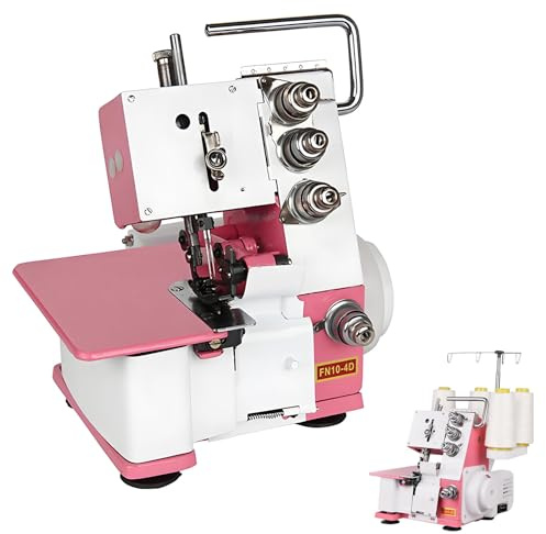 DPLWJPP Máquina de Coser Overlock de Cuatro Hilos Máquina de Coser Overlock de Escritorio Remalladas y Overlock con Estructura Metálica y Capacidad de 300w