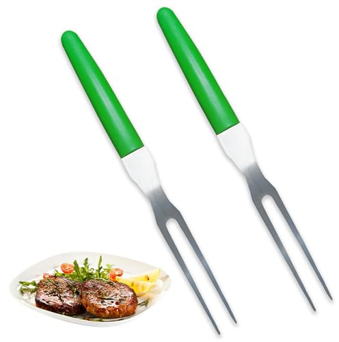 2 forchettoni da carne in acciaio inox, 29 cm, con manico ergonomico, forchetta per ristorante, cucina, barbecue