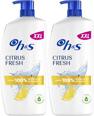 H&S Citrus Fresh Champú Anticaspa para Pelo Graso 1000ml, con Dispensador. Hasta 100% de Protección Anticaspa, Clínicamente Probado. Para Uso Diario. Frescor y Limpieza con Aroma a Cítricos