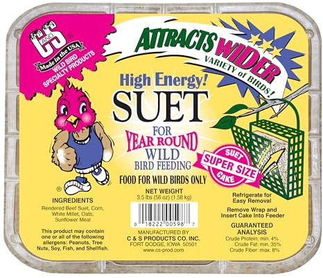 C&S High Energy Suet Treat, Food for Wild Birds, 3.5 Pounds Pack of 6