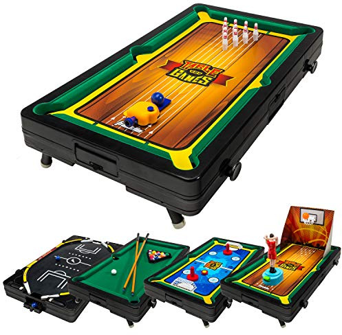 Franklin Sports Juego de Mesa 5 en 1 para Interior de Centro Deportivo, fútbol, Baloncesto, Hockey, Bolos y Piscina