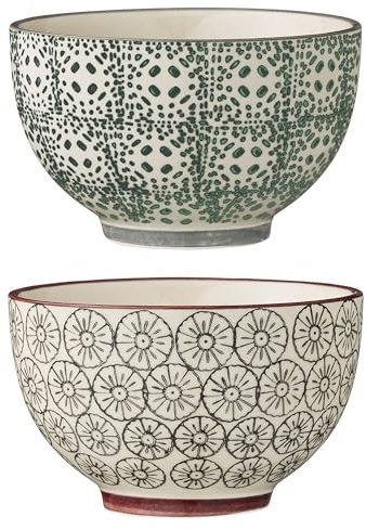 Bloomingville Bols à petit-déjeuner, Gris/Vert, 2 pièces