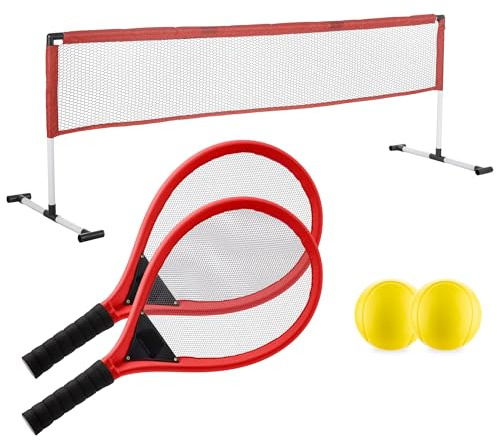 Toyrific Kids Tennis Set Incudes 2 Rackets, 2 Balls and Net, Easy Assemble, Outdoor Sports Game for Kids