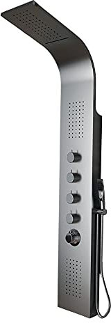 Colonna Doccia 004 Termostatica Acciaio Inox 4 Funzioni Getto A Cascata 2 Bocchette Idro Lombari L20xP44xH165